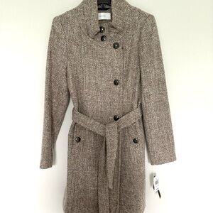 NWT Tahari Brown Tweed Military Style Coat 12